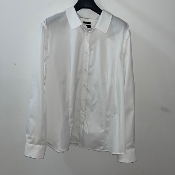 Talbots Career Cotton White Solid Shirt Sz 14 Long Sleeve Non-Iron - Picture 6 of 10